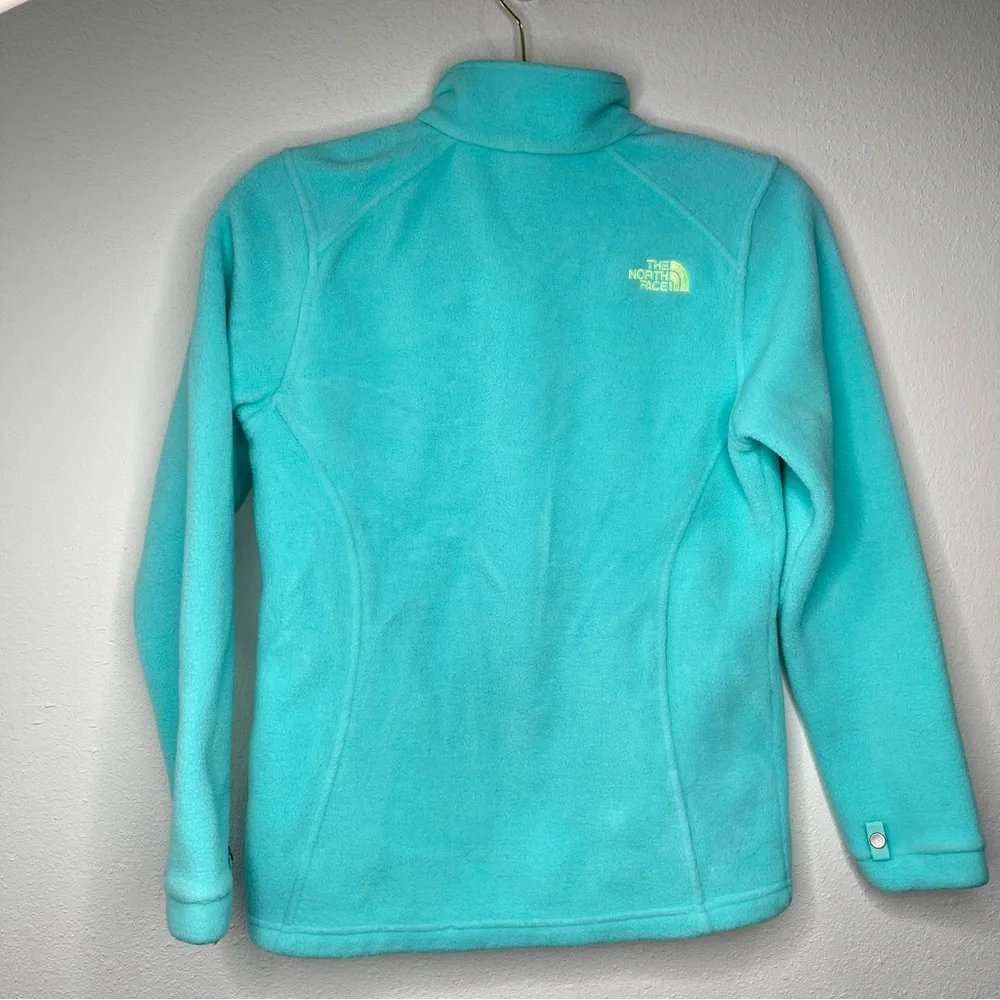 The North Face‎ Girls Jacket Size Large 14/16 Green Fleece Full Zip Long Sleeves